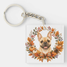 Französische Bulldogge Herbstkranz Schlüsselanhänger