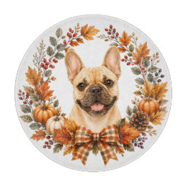 Französische Bulldogge Herbstkranz Schneidebrett
