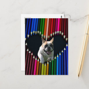 französische Bulldogge Herz French Bulldog  Postkarte