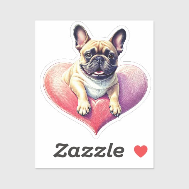 Französische Bulldogge Herz Muttertag  Aufkleber (Blatt)
