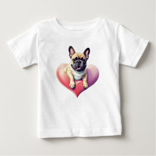 Französische Bulldogge Herz Muttertag Baby T-shirt