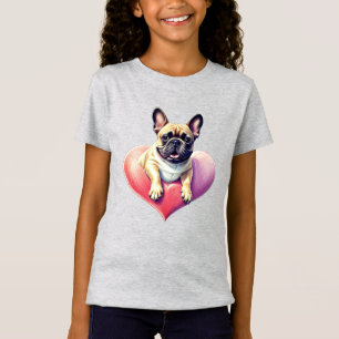 Französische Bulldogge Herz Muttertag  T-Shirt