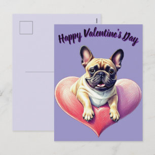 Französische Bulldogge Herz Valentinstags Feiertagspostkarte