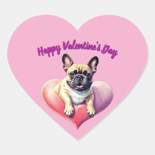 Französische Bulldogge Herz Valentinstags  Herz-Aufkleber