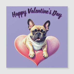 Französische Bulldogge Herz Valentinstags Magnetkarte