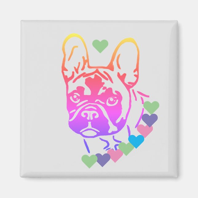 Französische Bulldogge Herzhalsband French Bulldog Magnet (Vorne)