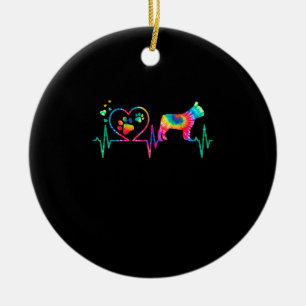 Französische Bulldogge-Herzschlaggeschenke gefärbt Keramik Ornament