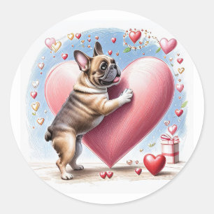 Französische Bulldogge Herzsprung French Bulldog Runder Aufkleber