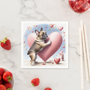 Französische Bulldogge Herzsprung French Bulldog Serviette