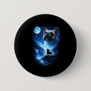 Französische Bulldogge heult den Mond sternklare N Button