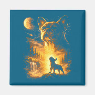 Französische Bulldogge heult Mond Meme Illustratio Magnet