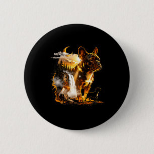 Französische Bulldogge heult zum Mond Meme 90er Ti Button