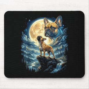 Französische Bulldogge heult zum Mond Tier Meme 90 Mousepad