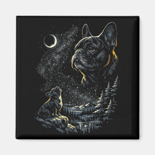 Französische Bulldogge heult zum Mond vintage 90er Magnet