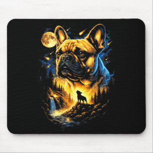 Französische Bulldogge heult zum Mond Vintage 90er Mousepad