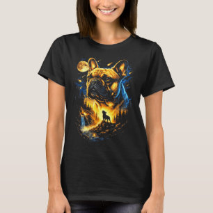 Französische Bulldogge heult zum Mond Vintage 90er T-Shirt