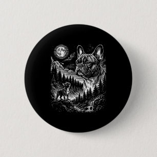 Französische Bulldogge heult zum Mond vintage lust Button