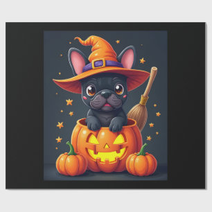 Französische Bulldogge Hexe Kürbis Halloween Männe Geschenkpapier
