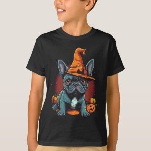 Französische Bulldogge Hexenhut Halloween-Kostüm H T-Shirt