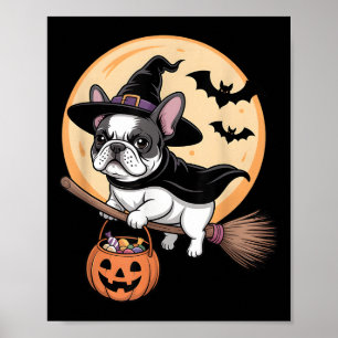 Französische Bulldogge Hexenhut Kürbis Halloween K Poster