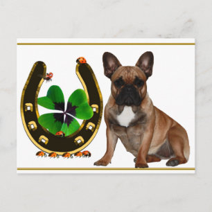Französische Bulldogge Hufeisen French Bulldog Postkarte