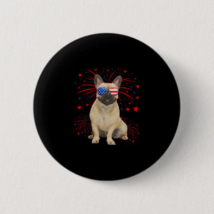 Französische Bulldogge Hund Amerikanische Flagge 4 Button