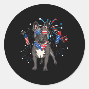 Französische Bulldogge Hund Amerikanische USA-Flag Runder Aufkleber