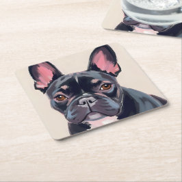 Französische Bulldogge Hund Aquarell Haustiermaler Rechteckiger Pappuntersetzer