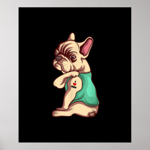 Französische Bulldogge Hund ich liebe Mama Tattoo  Poster