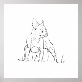 Französische Bulldogge Hund Illustration - Hunde-M Poster