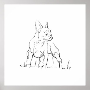 Französische Bulldogge Hund Illustration - Hunde-M Poster