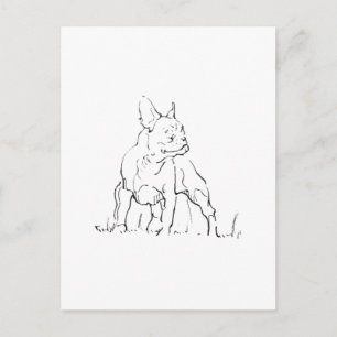 Französische Bulldogge Hund Illustration - Hunde-M Postkarte