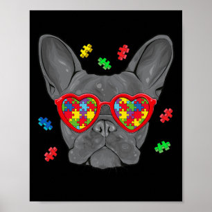 Französische Bulldogge Hund Puzzle Gles Bewusstsei Poster