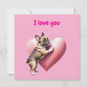 Französische Bulldogge i love Valentinstag Feiertagskarte