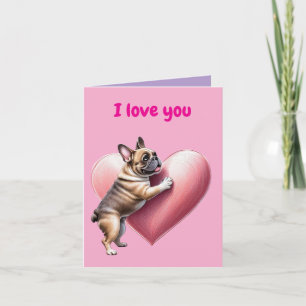 Französische Bulldogge i love Valentinstag Feiertagskarte