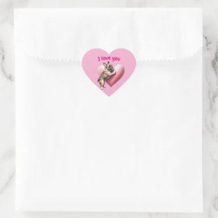 Französische Bulldogge i love Valentinstag Herz-Aufkleber