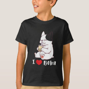 Französische Bulldogge ich liebe Boba-Blasenmilcht T-Shirt