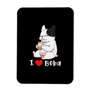 Französische Bulldogge ich liebe Boba Bubble Milk Magnet