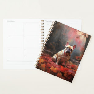 Französische Bulldogge im Herbstlaub Fall Inspirie Planer