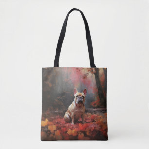 Französische Bulldogge im Herbstlaubfall inspirier
