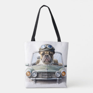 Französische Bulldogge im Oldtimer Vatertag