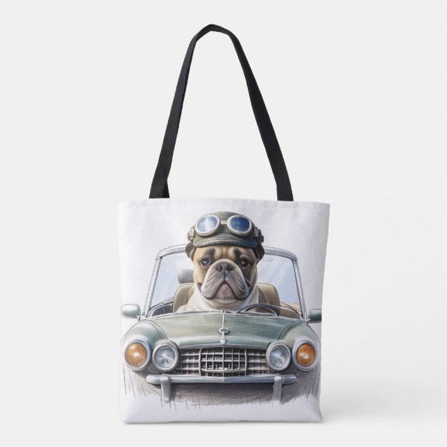 Französische Bulldogge im Oldtimer Vatertag (Rückseite)