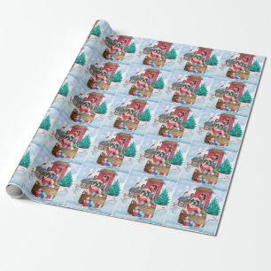 Französische Bulldogge im Schnee Weihnachtshundhau Geschenkpapier