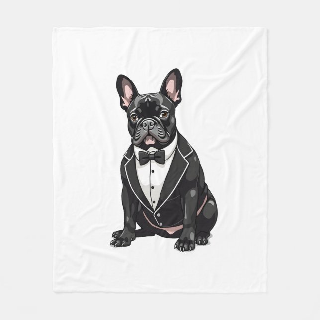 Französische Bulldogge im Smoking Fleecedecke (Vorderseite)