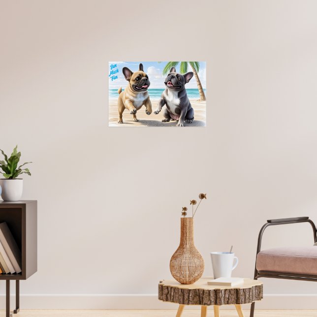 französische Bulldogge im Sommer  Poster (Wohnzimmer 3)