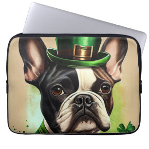 Französische Bulldogge im St. Patrick's Day Kleid Laptopschutzhülle