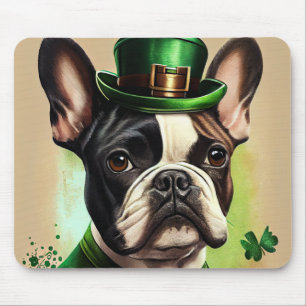 Französische Bulldogge im St. Patrick's Day Kleid Mousepad