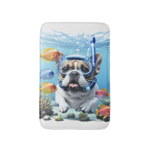 Französische Bulldogge im Urlaub French Bulldog Badematte