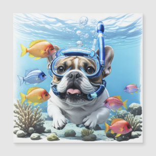 Französische Bulldogge im Urlaub French Bulldog Magnetkarte