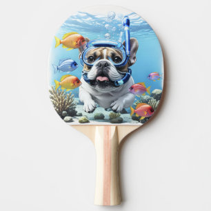Französische Bulldogge im Urlaub French Bulldog Tischtennis Schläger